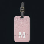 Rose Gold Glitter Monogram Stylish Script Name Luggage Tag<br><div class="desc">Rose Gold Glitter Monogram Stylish Script Name Luggage Tag. Edit using the design tool to adjust font size if necessary.</div>