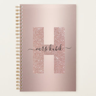 Rose Gold Glitter Monogram Teacher Planner