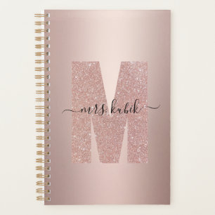 Rose Gold Glitter Monogram Teacher Planner