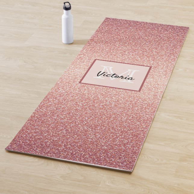 Rose gold glitter monogram yoga mat (In Situ)
