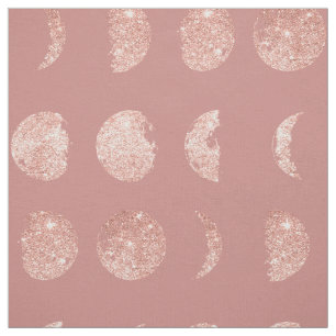 Rose Gold Glitter Moon Phases DIY By The Yard Fabric
