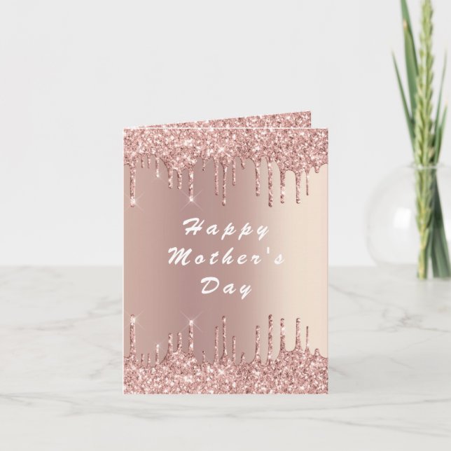 Rose Gold Glitter Mother's Day Card i Love You Mum (Front)