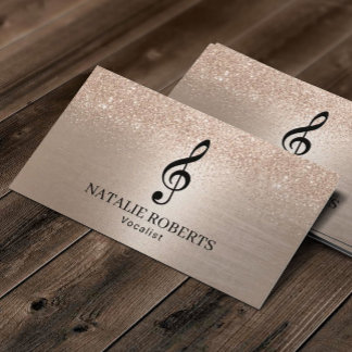 Rose Gold Glitter Music Vocalist Singer Songwriter Business Card