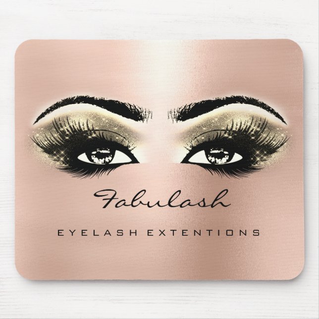 Rose Gold Glitter Name Beauty Lashes Makeup Mouse Mat (Front)