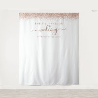 Rose Gold Glitter Names Wedding Photo Background