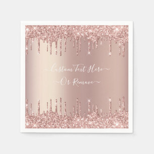 Rose Gold Glitter Napkins Personalised Custom Text