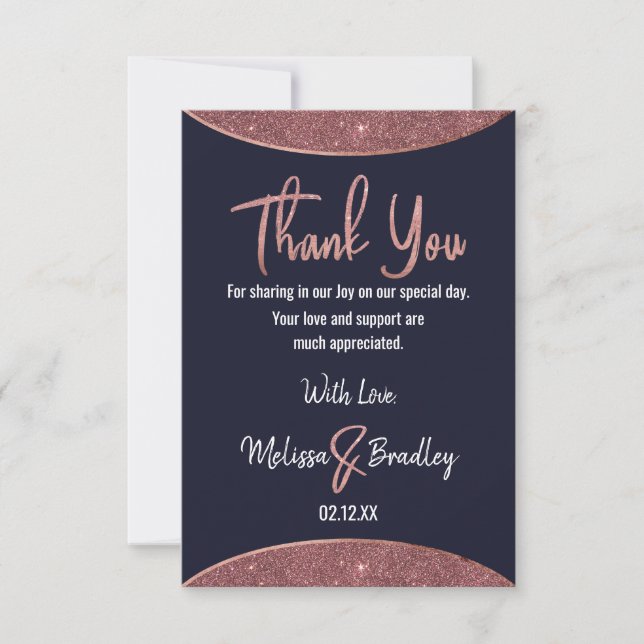 Rose Gold Glitter Navy Blue Circular Thank You (Front)