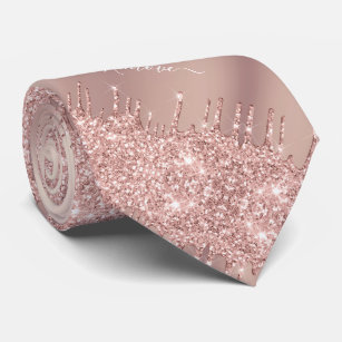 Rose Gold Glitter Neck Tie Your Custom Text Name