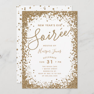 Rose Gold Glitter  New Year's Eve Party Invitation