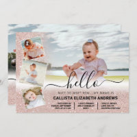 Rose Gold Glitter Ombre Birth Photo Collage