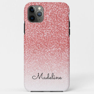 Rose Gold Glitter Ombre Black Script Name iPhone 11 Pro Max Case