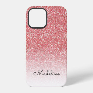 Rose Gold Glitter Ombre Black Script Name iPhone 12 Pro Case