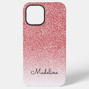Rose Gold Glitter Ombre Black Script Name iPhone 12 Pro Max Case