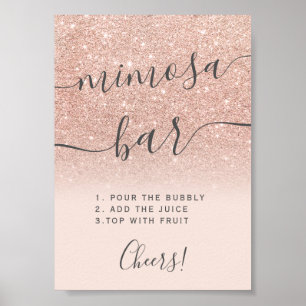 Rose gold glitter ombre blush mimosa bar poster