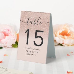 Rose gold glitter ombre blush pink wedding table