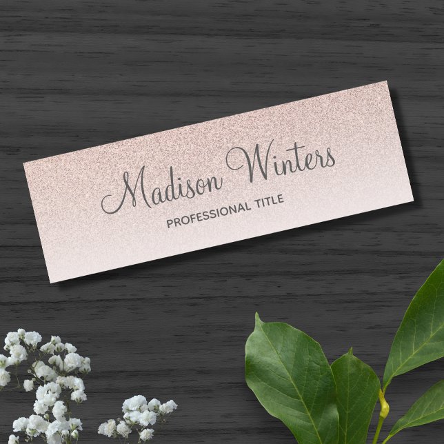Rose Gold Glitter Ombre Employee Name Tag Badge (Creator Uploaded)