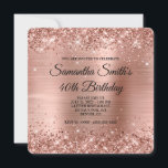 Rose Gold Glitter Ombre Foil 40th Birthday Invitation<br><div class="desc">A glamourous monogrammed 40th birthday rounded corner square invitation for her. Faux sparkly rose gold glitter against a coordinating faux shiny brushed metal foil graphic image. The fancy black and white calligraphy monogram and text can be customised. All the sparkle and pink shine in this modern girly design are digital...</div>