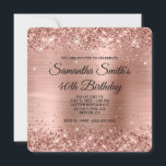 Rose Gold Glitter Ombre Foil 40th Birthday Invitation<br><div class="desc">A glamourous monogrammed 40th birthday rounded corner square invitation for her. Faux sparkly rose gold glitter against a coordinating faux shiny brushed metal foil graphic image. The fancy black and white calligraphy monogram and text can be customised. All the sparkle and pink shine in this modern girly design are digital...</div>