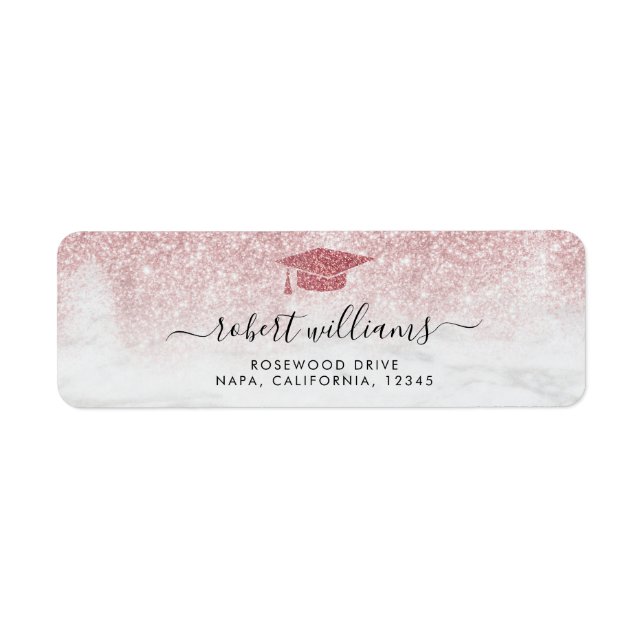 Rose Gold Glitter Ombre Graduation Return Address (Front)