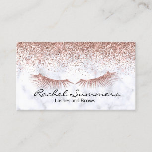 Rose Gold Glitter Ombre Marble Eyebrow Eyelash Business Card