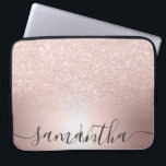 Rose gold glitter ombre metallic foil monogram laptop sleeve<br><div class="desc">Rose gold glitter ombre metallic foil chic and girly monogram</div>