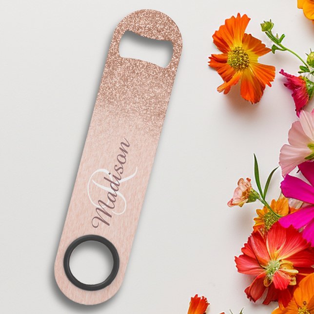 Rose Gold Glitter Ombre Monogram Stylish (Creator Uploaded)