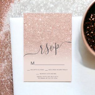 Rose gold glitter ombre RSVP blush pink Sweet 16 Invitation