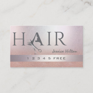 Rose gold glitter ombre scissors hair  loyalty card