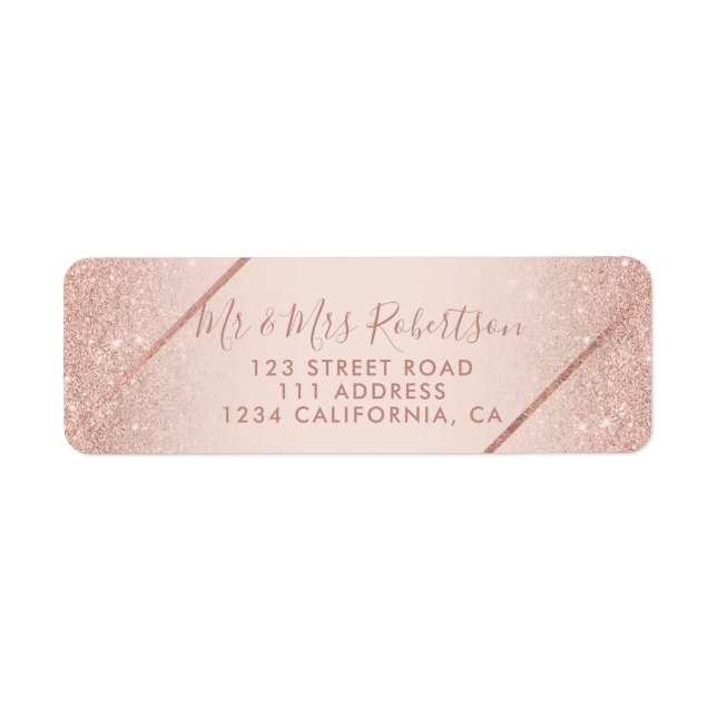 Rose gold glitter ombre script blush pink wedding (Front)