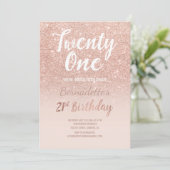 Rose gold glitter ombre script chic 21st Birthday Invitation (Standing Front)