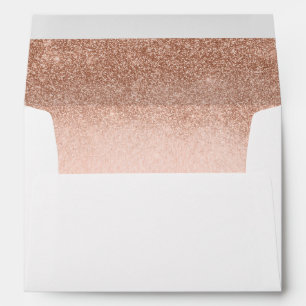 Rose Gold Glitter Ombre Sparkle Wedding Envelope