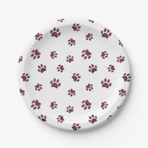 Rose Gold Glitter Paw Prints Paper Plate