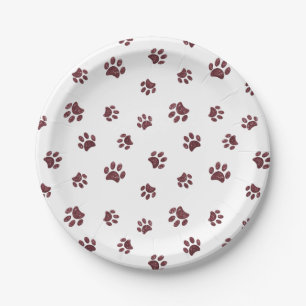 Rose Gold Glitter Paw Prints Pet Party Paper Plate