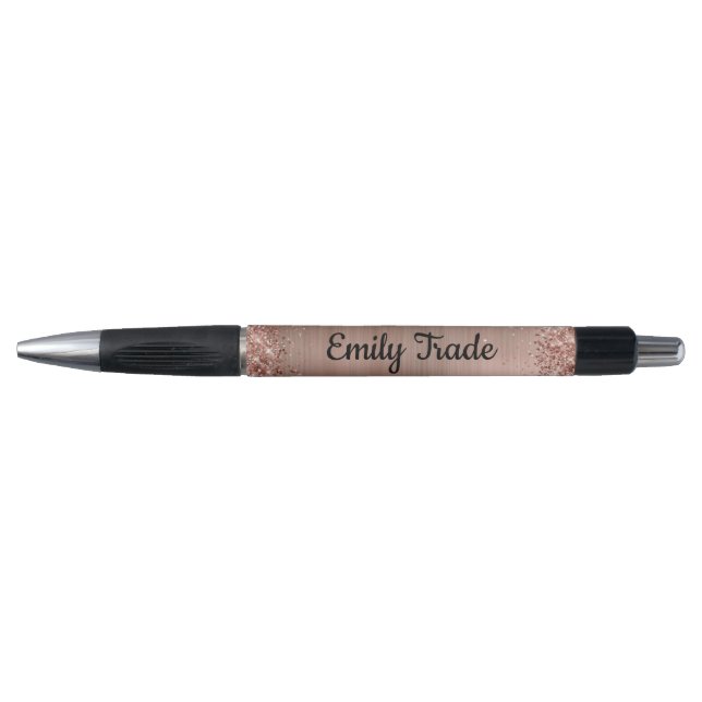 Rose Gold Glitter Pen with Personalised name  (Front)
