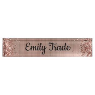 Rose Gold Glitter Pen with Personalised name  Nameplate