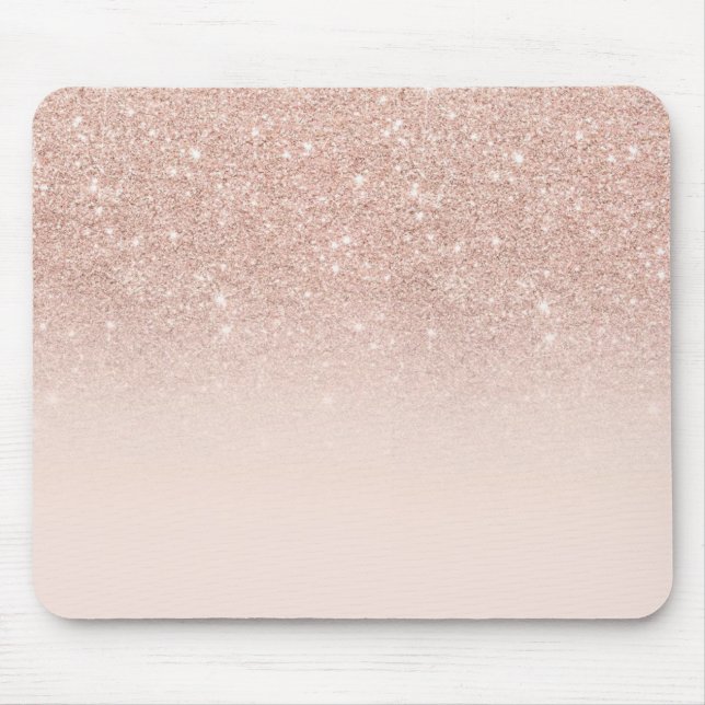 Rose Gold glitter Personalise With your name Roses Mouse Mat (Front)