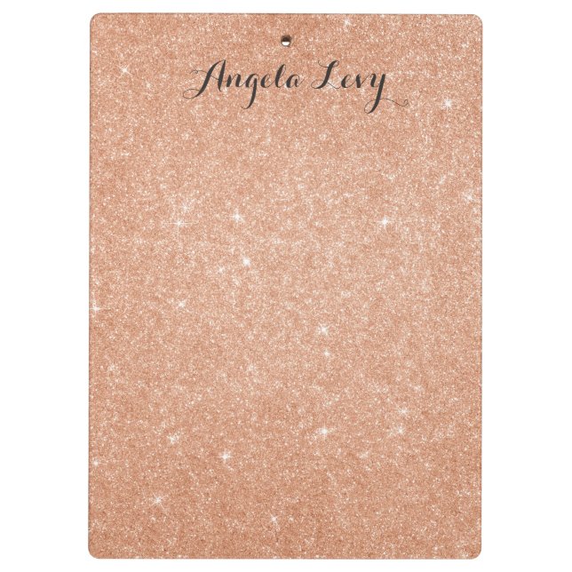 Rose Gold Glitter Personalised Clip board (Back)