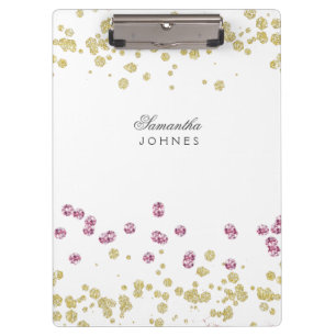 Rose Gold Glitter Personalised Clipboard