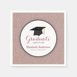 Rose Gold Glitter   Personalised Graduation Napkin
