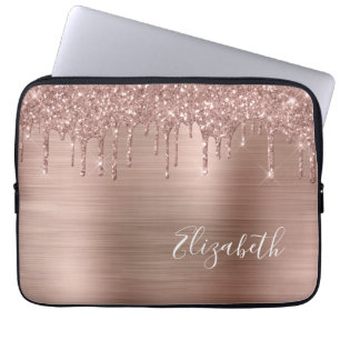 Rose Gold Glitter Personalised Laptop Sleeve