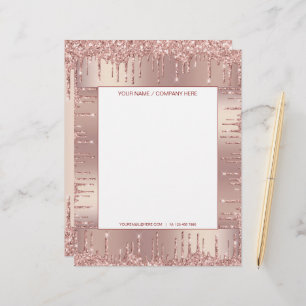 Rose Gold Glitter Personalised Letterhead