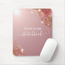Rose Gold Glitter Personalised Mousepad – Your Nam