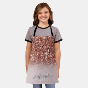Rose gold glitter Personalised Name                Apron