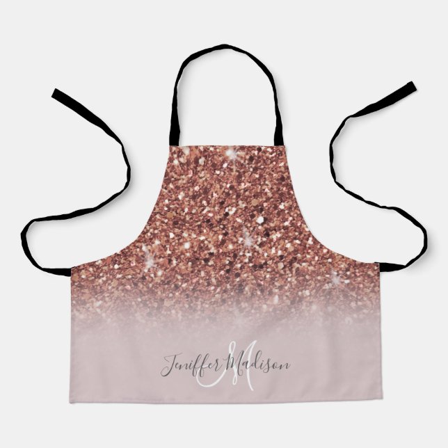 Rose gold glitter Personalised Name                Apron (Front)