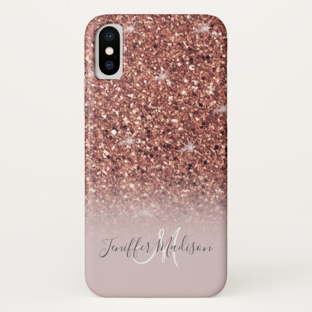 Rose gold glitter Personalised Name                Case-Mate iPhone Case (Back)