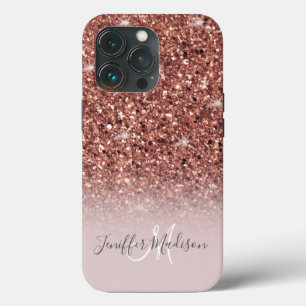 Rose gold glitter Personalised Name                iPhone 13 Pro Case