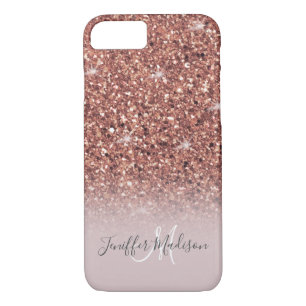 Rose gold glitter Personalised Name                iPhone 8/7 Case