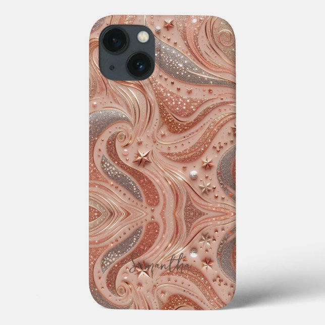 Rose Gold Glitter Personalised Name Case-Mate iPhone Case (Back)