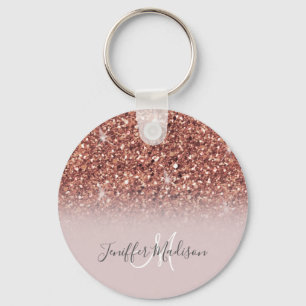 Rose gold glitter Personalised Name                Key Ring