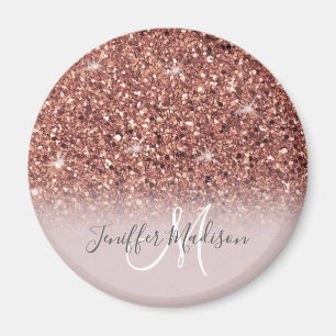 Rose gold glitter Personalised Name                Magnet